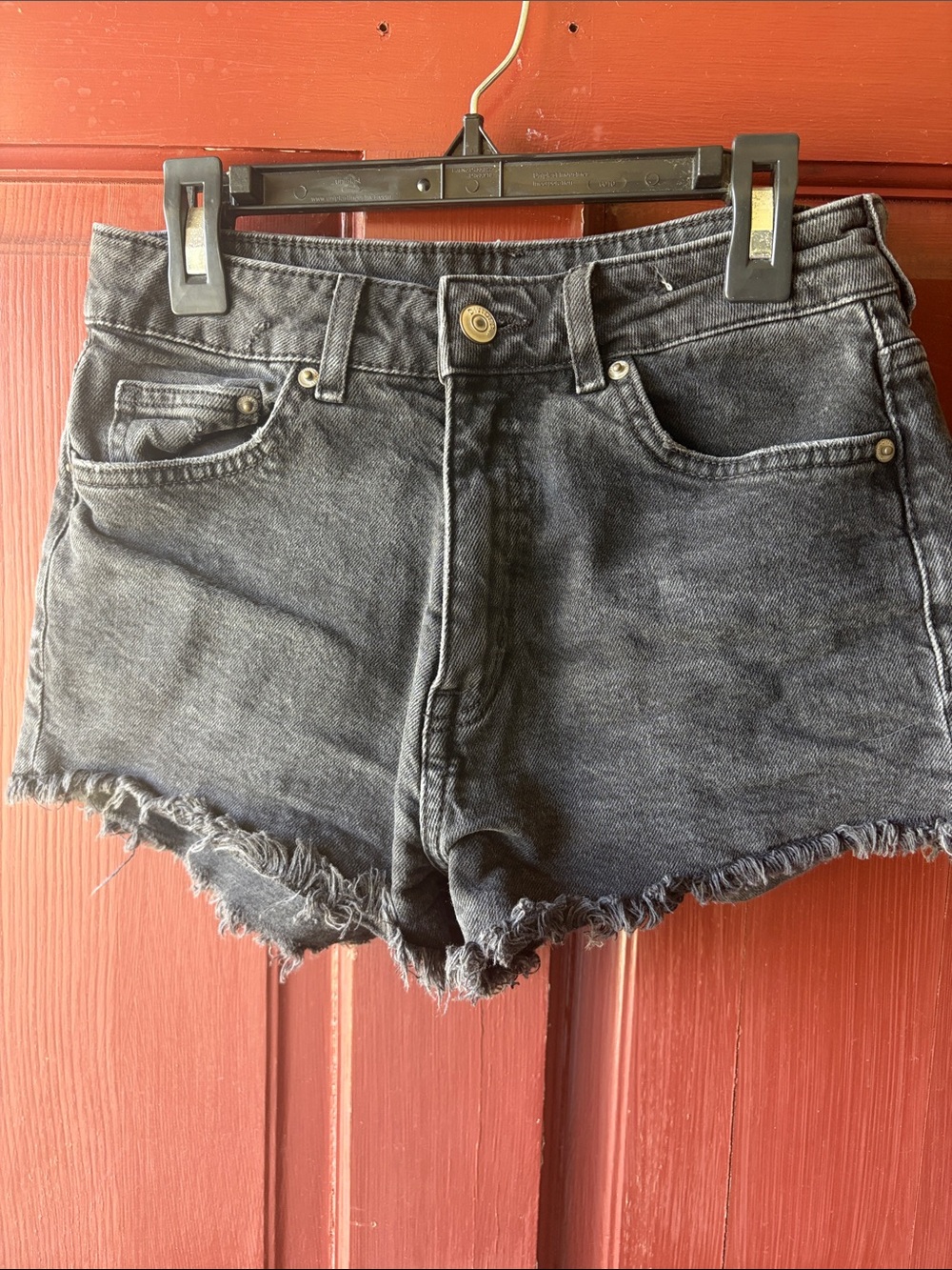 Divided Black Frayed Hem Denim Shorts